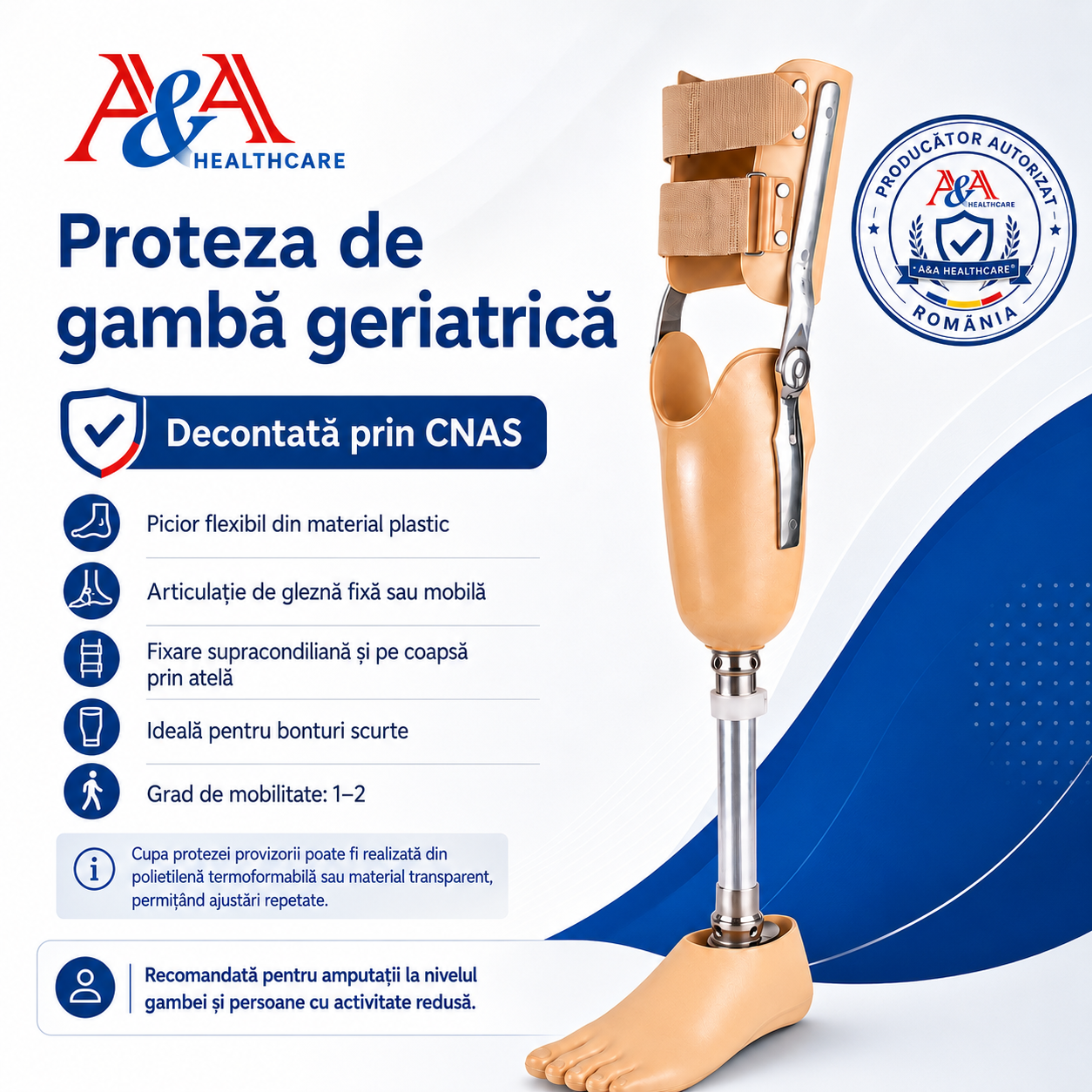 Proteză de gambă geriatrică cod A-101
